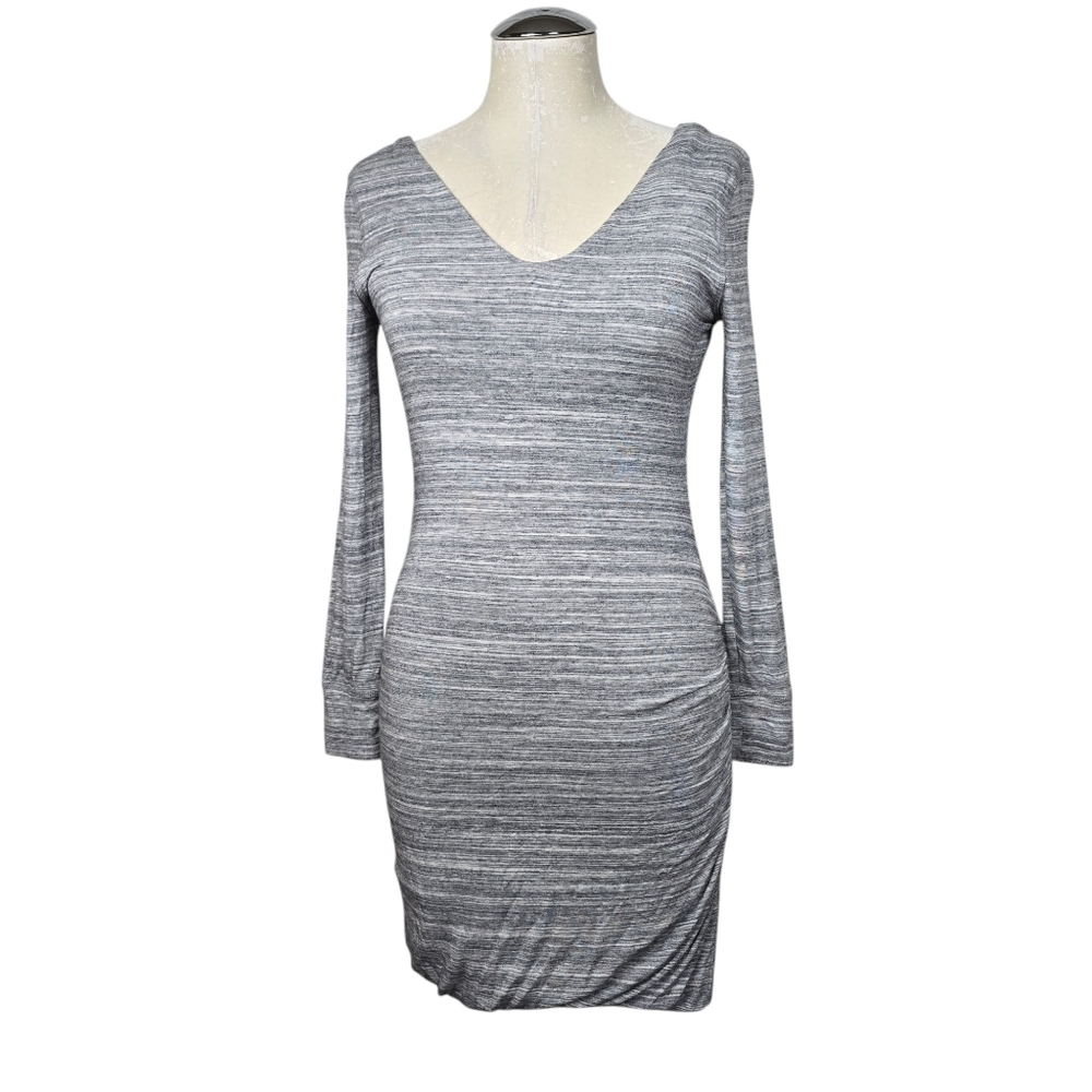 Banana Republic Gray White Heathered V Neck Long Sleeves Dress S